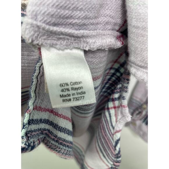 Sonoma Plaid Button-Up Shirt Long Sleeve Collared Light Purple Womens Size XL - Picture 4 of 10